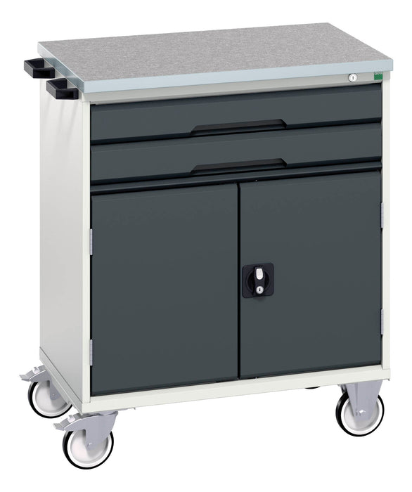 Bott Verso Mobile Cabinet With 2 Drawers, Door And Lino Top (WxDxH: 800x600x980mm) - Part No:16927009