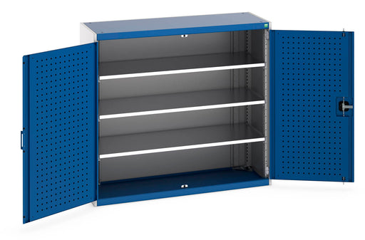 Cubio Cupboard With Perfo Doors & 3 Shelves (WxDxH: 1300x525x1200mm) - Part No:40014048