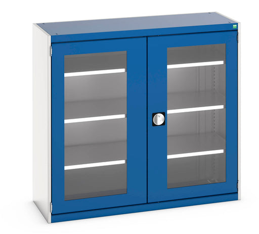 Cubio Cupboard With Window Doors & 3 Shelves (WxDxH: 1300x525x1200mm) - Part No:40014056