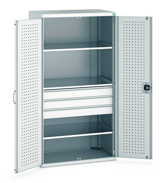 Bott Cubio Cupboard With Perfo Doors & 3 Drawers, 3 Shelves (WxDxH: 1050x650x2000mm) - Part No:40021109