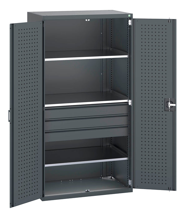 Bott Cubio Cupboard With Perfo Doors & 3 Drawers, 3 Shelves (WxDxH: 1050x650x2000mm) - Part No:40021109