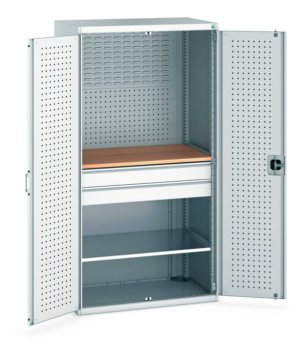 Bott Cubio Cupboard Perfo Doors Mini Workshop 1 Shelf 2 Drws (WxDxH: 1050x650x2000mm) - Part No:40021162