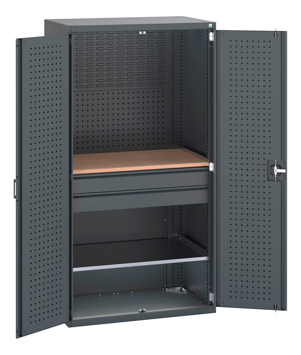 Bott Cubio Cupboard Perfo Doors Mini Workshop 1 Shelf 2 Drws (WxDxH: 1050x650x2000mm) - Part No:40021162