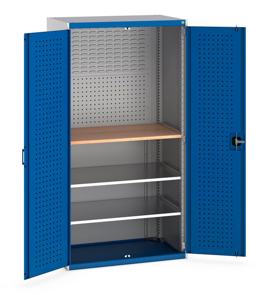 Cubio Cupboard Perfo Doors Mini Workshop, 2 Shelves (WxDxH: 1050x650x2000mm) - Part No:40021163