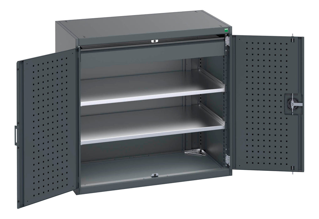 Bott Cubio Cupboard With Perfo Doors, 2 Shelves, 1 Drawer (WxDxH: 1050x650x1000mm) - Part No:40021201
