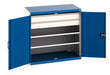 Cubio Cupboard With Perfo Doors, 2 Shelves, 2 Drawers (WxDxH: 1050x650x1000mm) - Part No:40021202