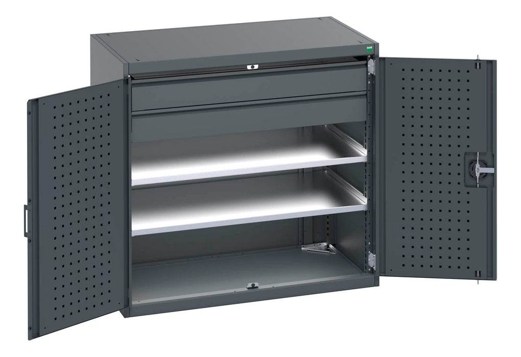 Bott Cubio Cupboard With Perfo Doors, 2 Shelves, 2 Drawers (WxDxH: 1050x650x1000mm) - Part No:40021202