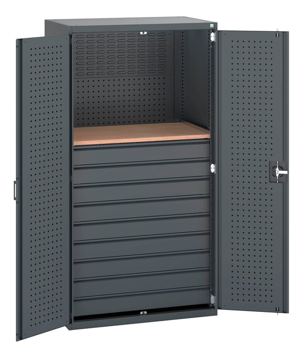 Bott Cubio Cupboard Perfo Doors Mini Workshop, 9 Drawers (WxDxH: 1050x650x2000mm) - Part No:40021204