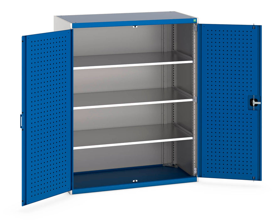 Cubio Cupboard With Perfo Doors & 3 Shelves (WxDxH: 1300x650x1600mm) - Part No:40022050
