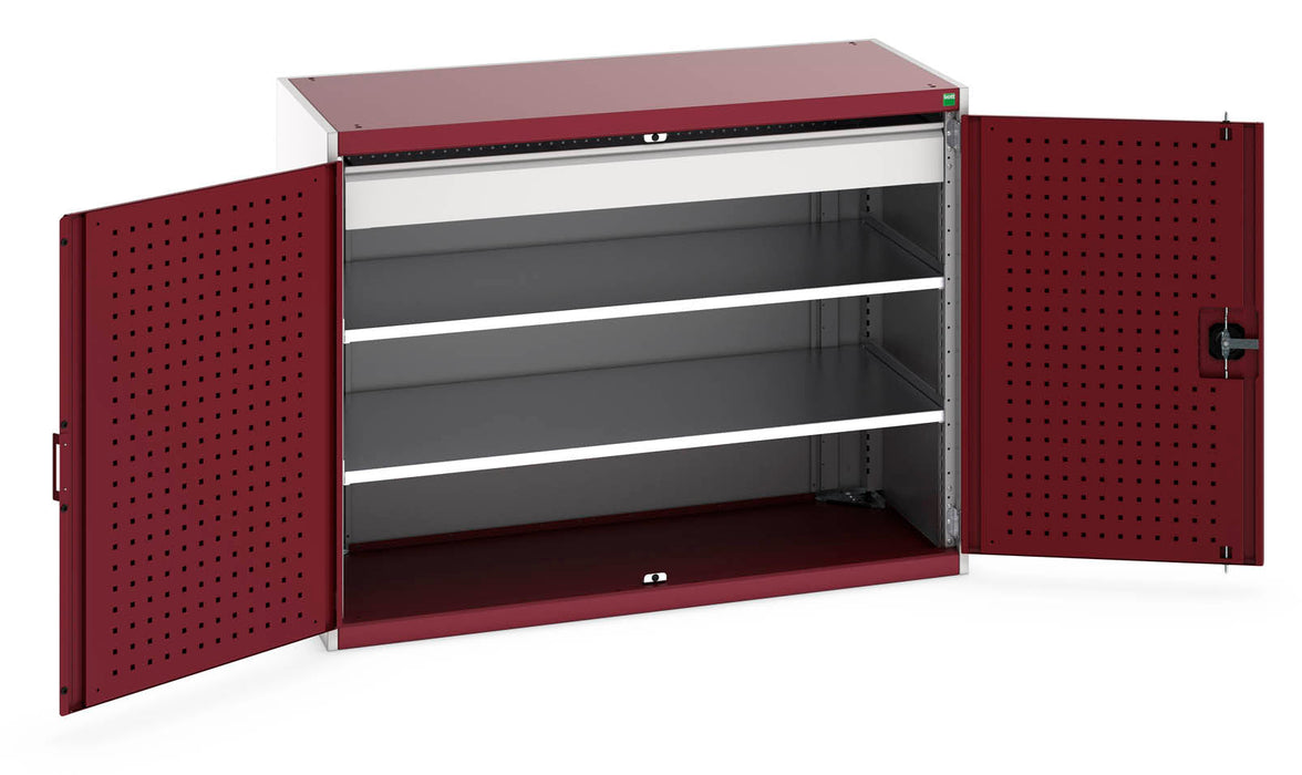 Bott Cubio Cupboard With Perfo Doors, 2 Shelves, 1 Drawer (WxDxH: 1300x650x1000mm) - Part No:40022083