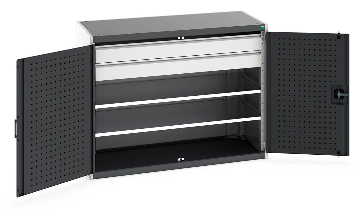 Bott Cubio Cupboard With Perfo Doors, 2 Shelves, 2 Drawers (WxDxH: 1300x650x1000mm) - Part No:40022084