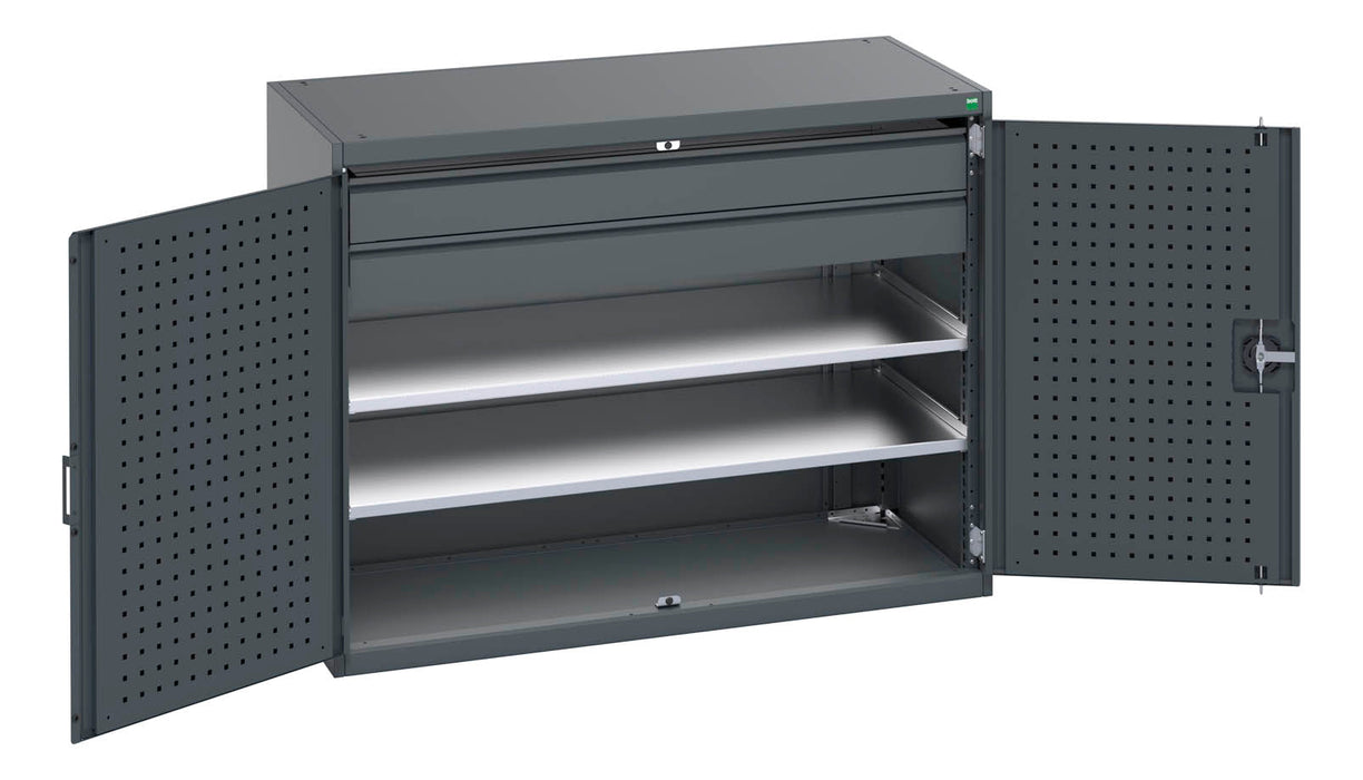 Bott Cubio Cupboard With Perfo Doors, 2 Shelves, 2 Drawers (WxDxH: 1300x650x1000mm) - Part No:40022084