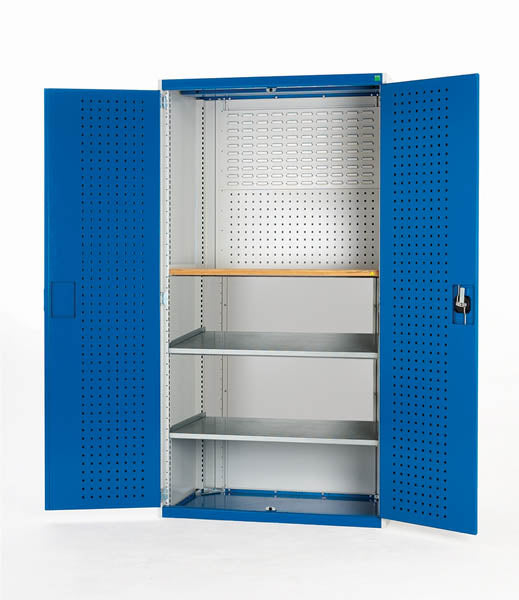 Cubio Cupboard Perfo Doors Mini Workshop, 2 Shelves (WxDxH: 1300x650x2000mm) - Part No:40022090