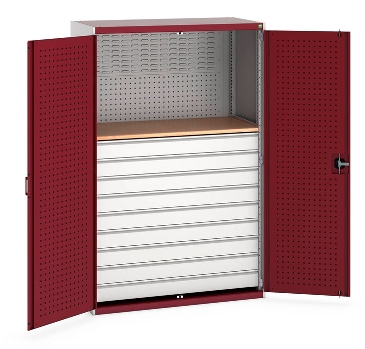 Bott Cubio Cupboard Perfo Doors Mini Workshop, 9 Drawers (WxDxH: 1300x650x2000mm) - Part No:40022093