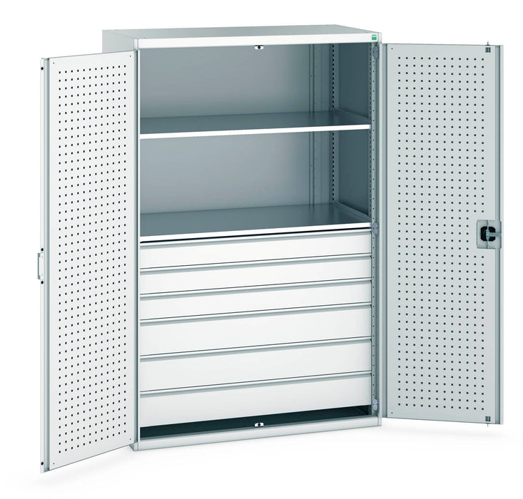 Bott Cubio Cupboard With Perfo Doors, 2 Shelves, 6 Drawers (WxDxH: 1300x650x2000mm) - Part No:40022141