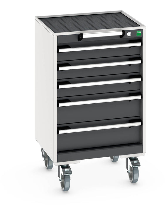 Bott Cubio Mobile Cabinet With 5 Drawers & Top Tray / Mat (WxDxH: 525x525x885mm) - Part No:40402132