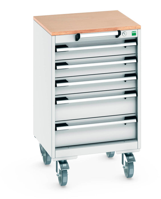 Bott Cubio Mobile Cabinet With 5 Drawers & Multiplex Worktop (WxDxH: 525x525x890mm) - Part No:40402137