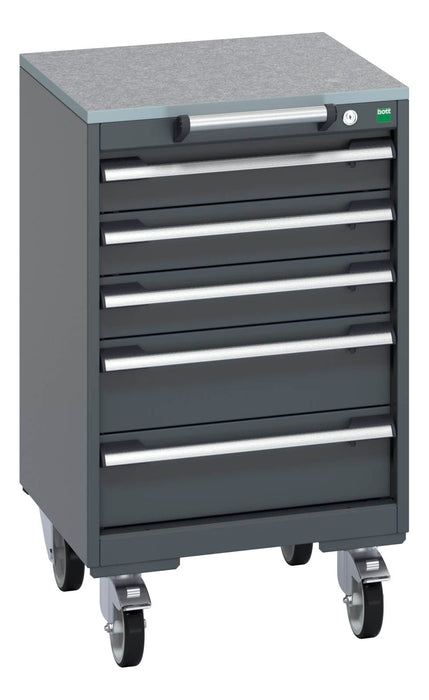 Bott Cubio Mobile Cabinet With 5 Drawers & Lino Worktop (WxDxH: 525x525x890mm) - Part No:40402138
