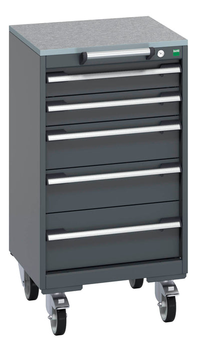 Bott Cubio Mobile Cabinet With 5 Drawers & Lino Worktop (WxDxH: 525x525x990mm) - Part No:40402140
