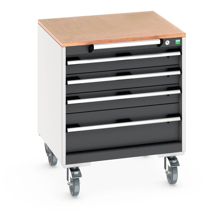 Bott Cubio Mobile Cabinet With 4 Drawers & Multiplex Worktop (WxDxH: 650x650x790mm) - Part No:40402143