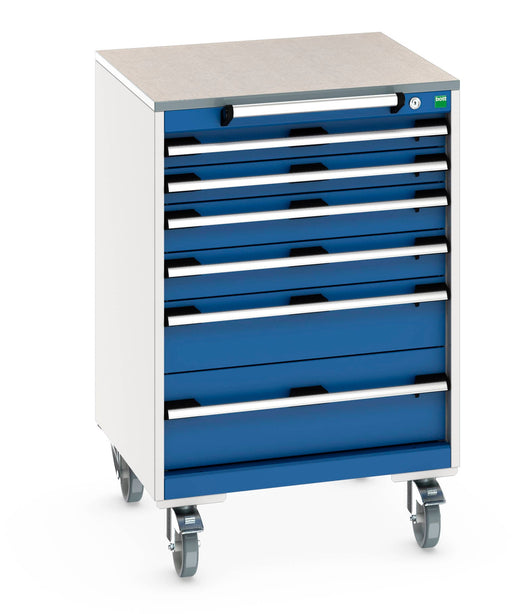 Cubio Mobile Cabinet With 6 Drawers & Lino Worktop (WxDxH: 650x650x990mm) - Part No:40402152