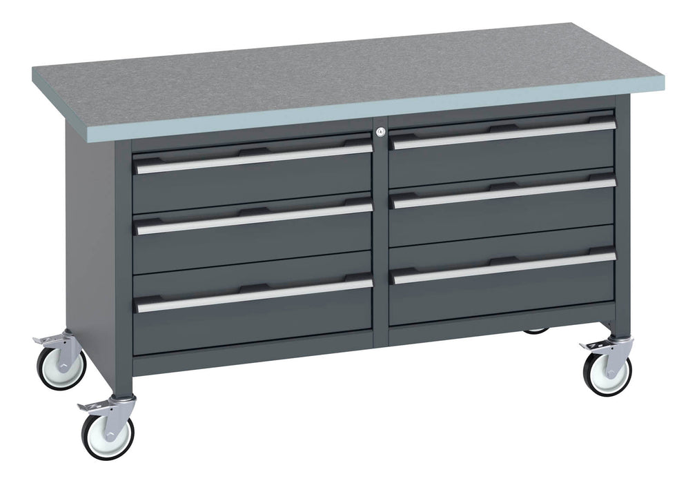 Bott Cubio Mobile Storage Bench (Lino) 3 Drawers / 3 Drawers (WxDxH: 1500x750x840mm) - Part No:41002108
