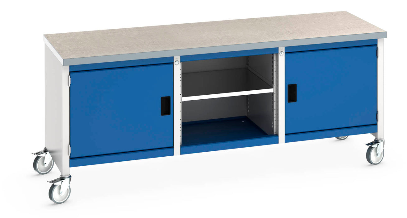 Bott Cubio Mobile Storage Bench (Lino) Full Cupboard / Mid Shelf /Full Cupboard (WxDxH: 2000x750x840mm) - Part No:41002120