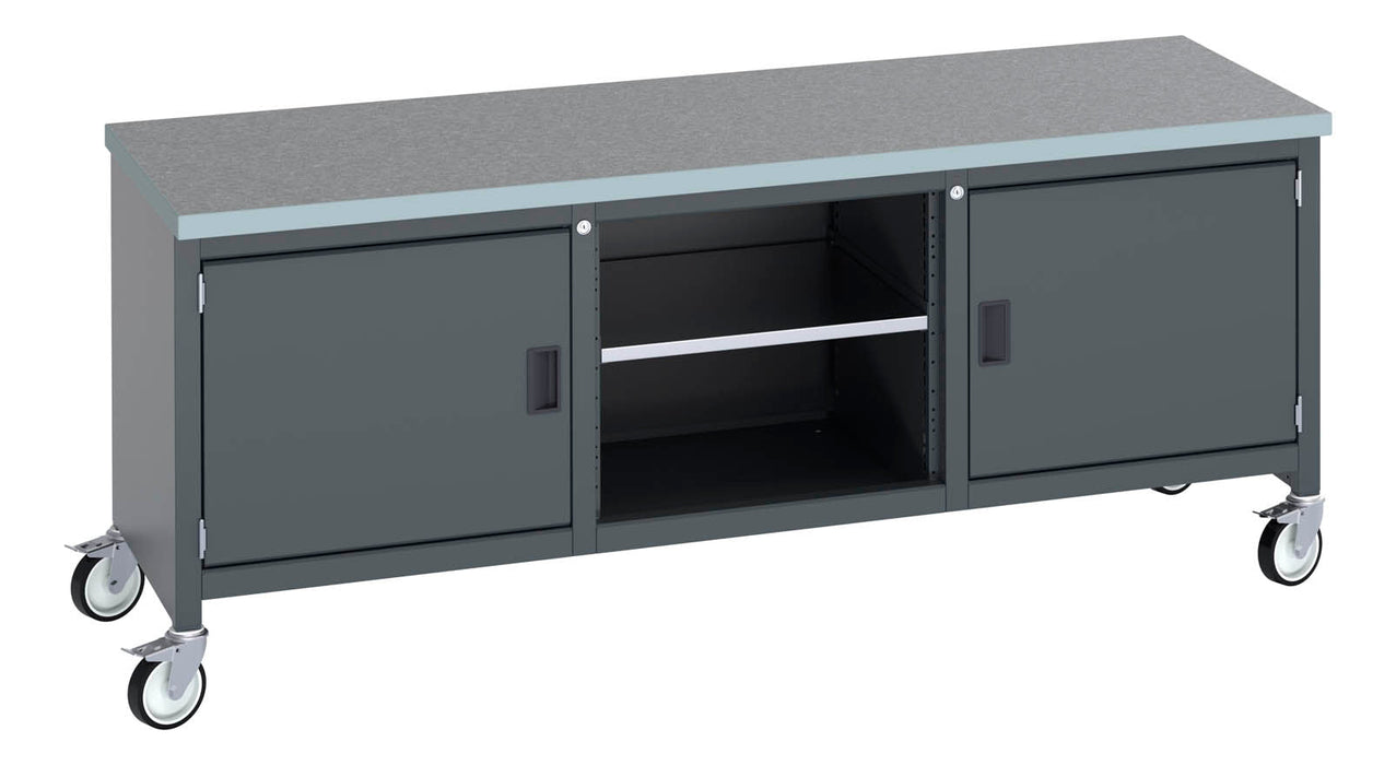 Bott Cubio Mobile Storage Bench (Lino) Full Cupboard / Mid Shelf /Full Cupboard (WxDxH: 2000x750x840mm) - Part No:41002120