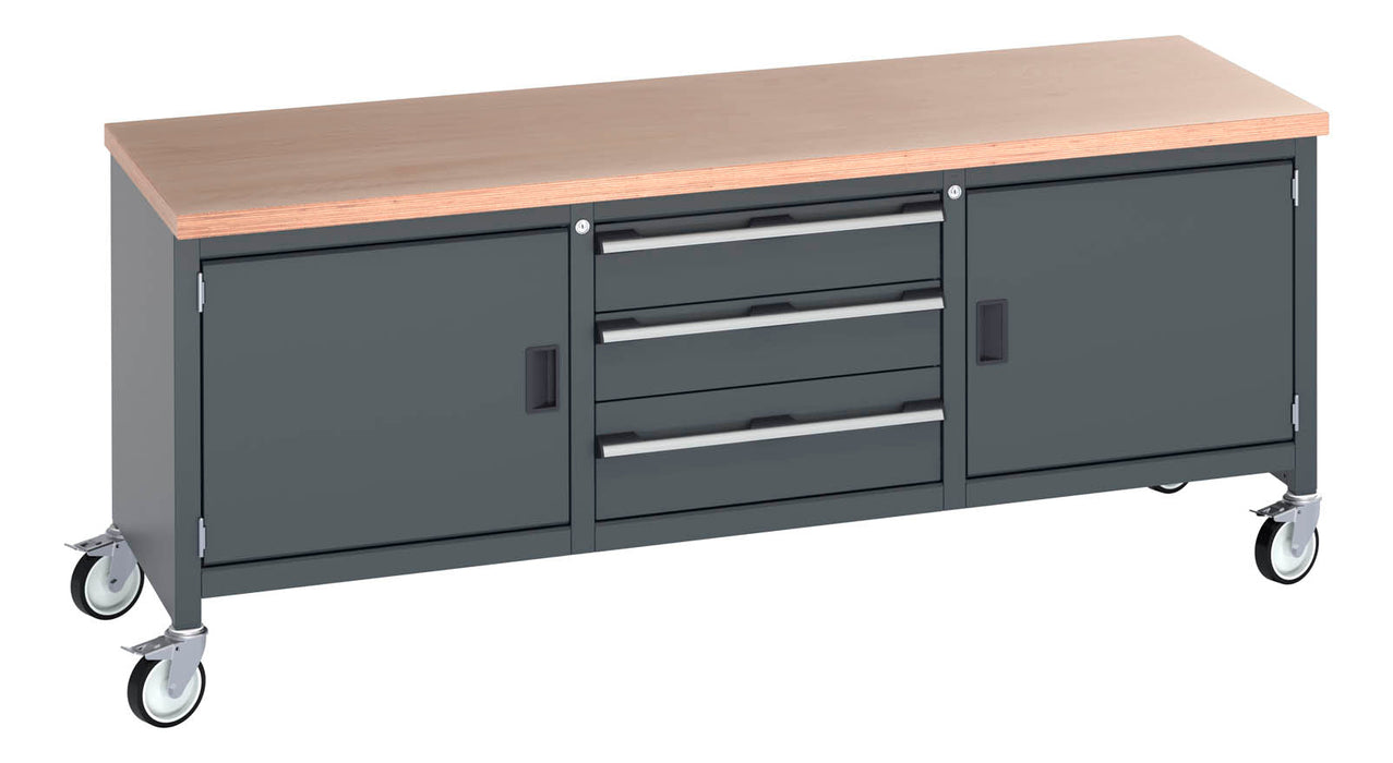 Bott Cubio Mobile Storage Bench (Mpx) Full Cupboard / 3 Drw / Full Cupboard (WxDxH: 2000x750x840mm) - Part No:41002124