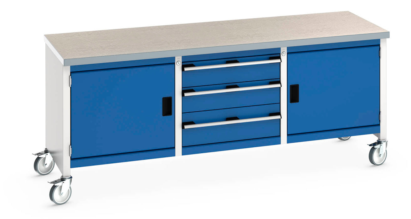 Bott Cubio Mobile Storage Bench (Lino) Full Cupboard / 3 Drw / Full Cupboard (WxDxH: 2000x750x840mm) - Part No:41002126