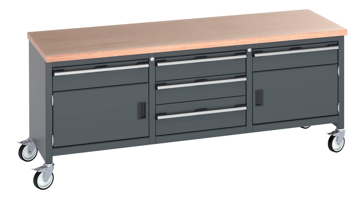 Bott Cubio Mobile Storage Bench (Mpx) 1 Drwr-Door / 3 Drw Cab / 1 Drwr-Door (WxDxH: 2000x750x840mm) - Part No:41002133