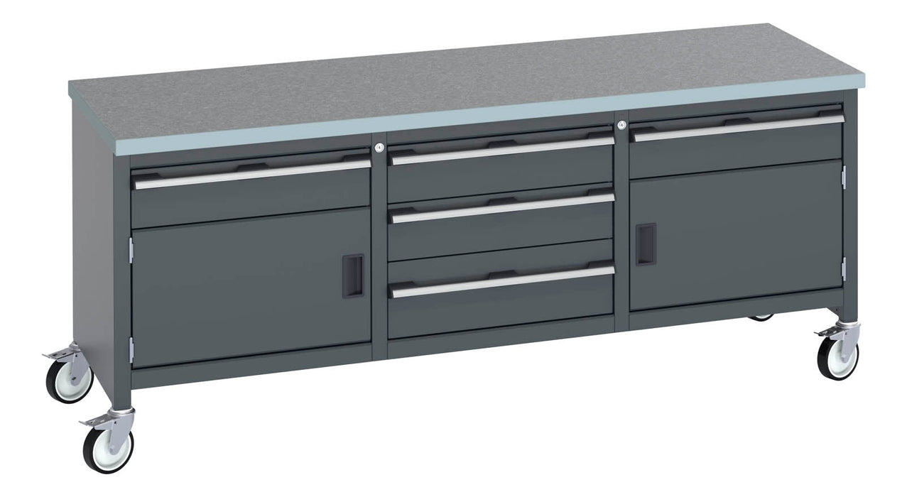 Bott Cubio Mobile Storage Bench (Lino) 1 Drwr-Door / 3 Drw Cab / 1 Drwr-Door (WxDxH: 2000x750x840mm) - Part No:41002135