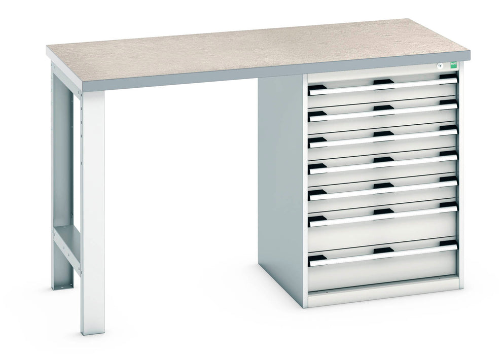 Bott Cubio Pedestal Bench (Lino) With 7 Drawer Pedestal Cabinet (WxDxH: 1500x750x940mm) - Part No:41003497