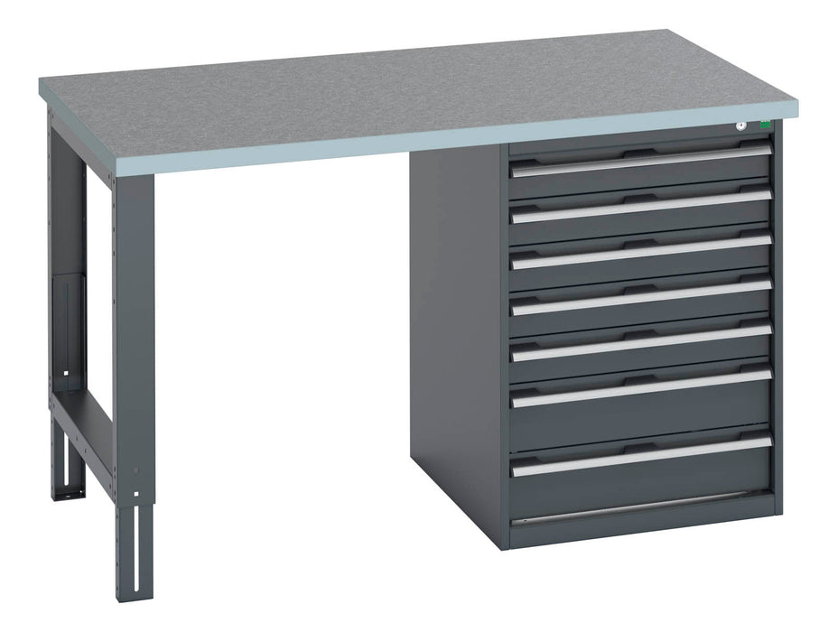 Bott Cubio Pedestal Bench (Lino) With 7 Drawer Pedestal Cabinet (WxDxH: 1500x900x940mm) - Part No:41003499