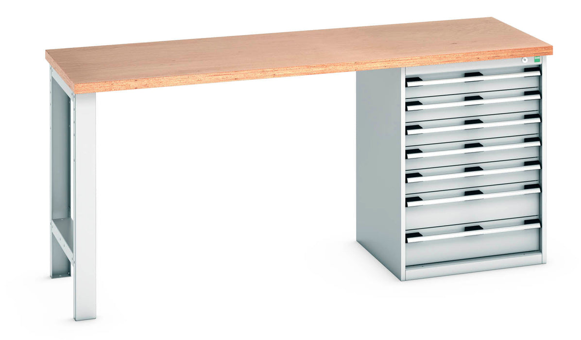 Bott Cubio Pedestal Bench (Mpx) With 7 Drawer Pedestal Cabinet (WxDxH: 2000x750x940mm) - Part No:41004121